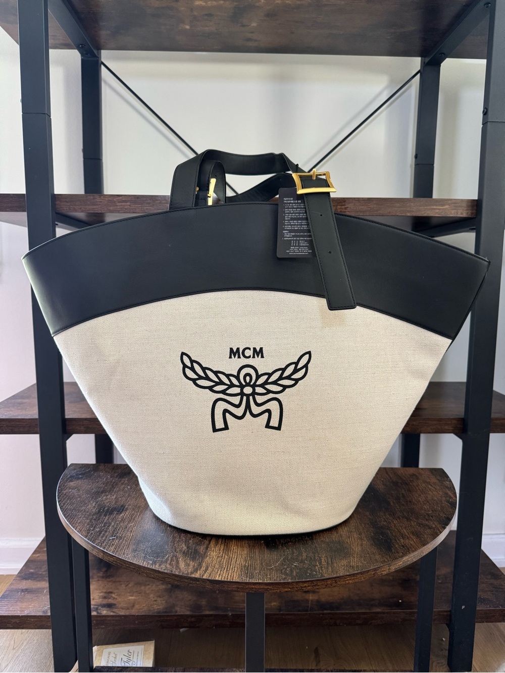 MCM Canvas & Black Leather Wing Tote- brand new!